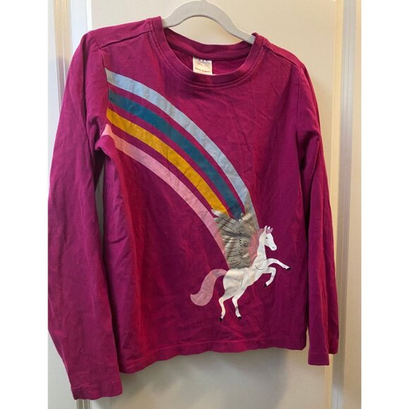Hanna Andersson Purple Unicorn Rainbow Long Sleeve Tee Girls Size 10 - Picture 3 of 6